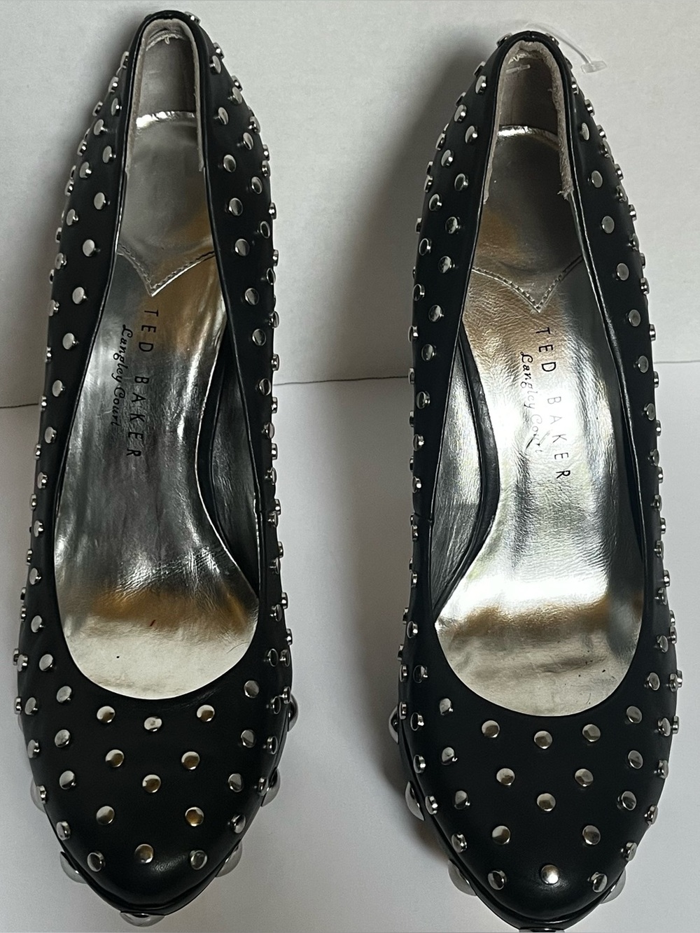 Ted Baker Black Stilettos with Silver Studded Accents 10